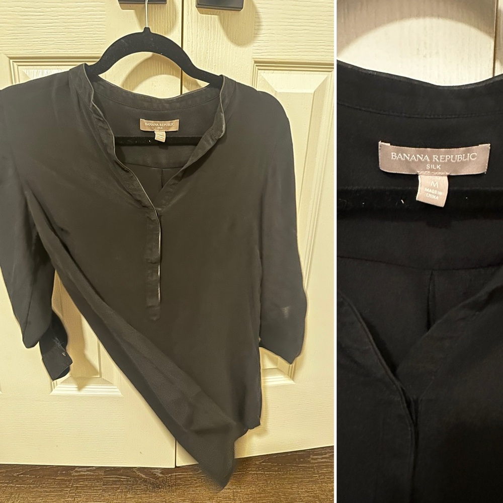 Black silk banana republic top